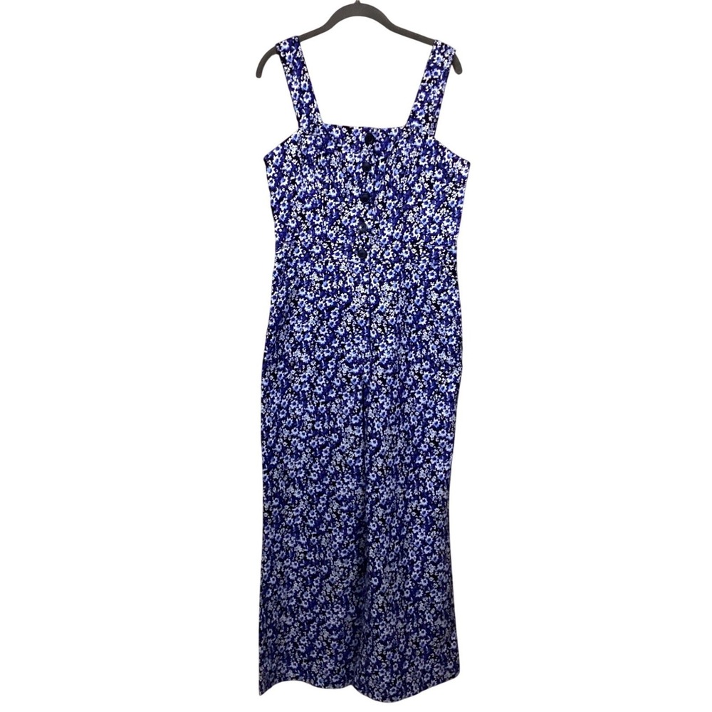 Anthropologie Maeve The Colette Floral Jumpsuit Blue White Size 14 NWT